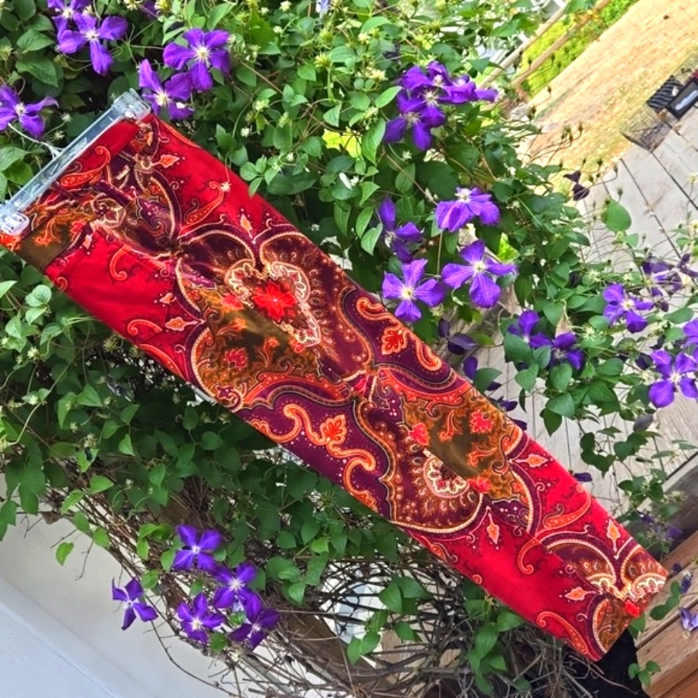 ST JOHN SPORT Velvet Suede Paisley Pants SZ 12 UNISEX (BIN 003)